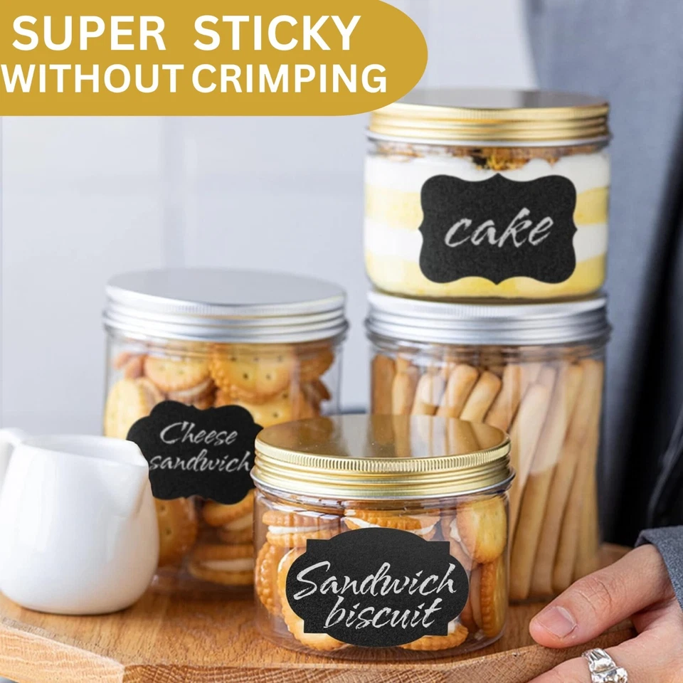 160 etiquetas de pizarra para tarro 1 marcador blanco 1 marcador dorado 1 toalla y tijera Foto 4 de 4