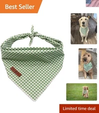 Charming Plaid Dog Bandana for Small Medium Large Pets - Cotton Triangle Scarf