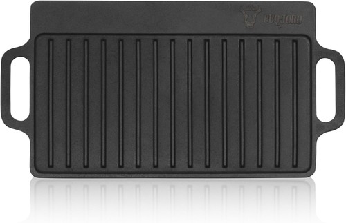 BBQ-Toro Gusseisen Grillplatte Griffen 40 x 20,5 cm Grillpfanne NEU #Y103-128