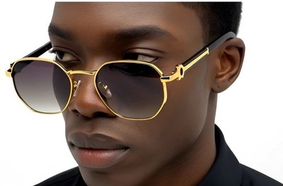 Mens CLASSY Style Wood Buff Retro 90s Hip Hop Rapper Gangster Gold Sunglasses