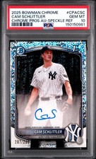 2025 Bowman Chrome Cam Schlittler 1st Bowman Speckle Refractor Auto /299 Psa 10