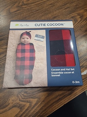 Itzy Ritzy Baby Cocoon & Hat Set - Buffalo Plaid New