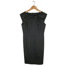Tahari Arthur S. Levine Sheath DressSize 8 Bow Front Sleeveless Charcoal Gray