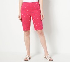 Isaac Mizrahi Live Women's Shorts Sz 0 Reg Embroidered CottonSpan Red A491891
