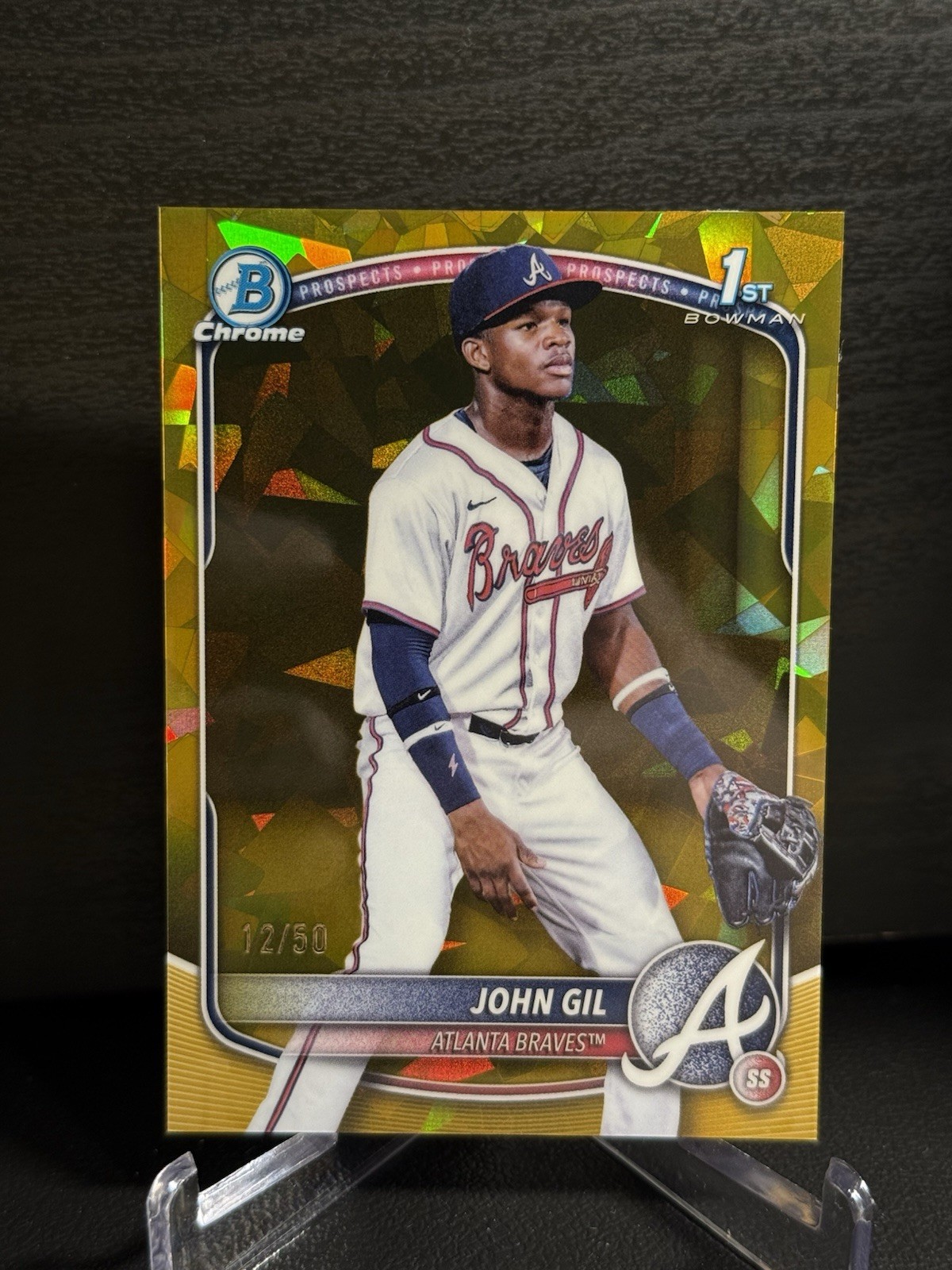 2025 Bowman Chrome Sapphire 1st John Gil Gold Refractor /50 Braves #BCP-172