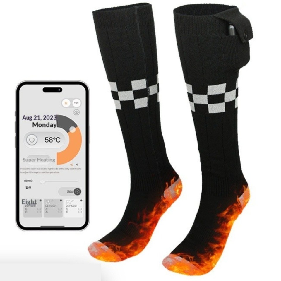 Outdoor Work Camping Gear, Long Lasting App Heated Socks For Cold Weather