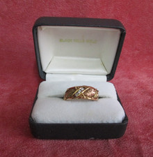 Vintage Black Hills 10ct Gold and Diamond  Grape & Leaf Vine Band Ring, Size N