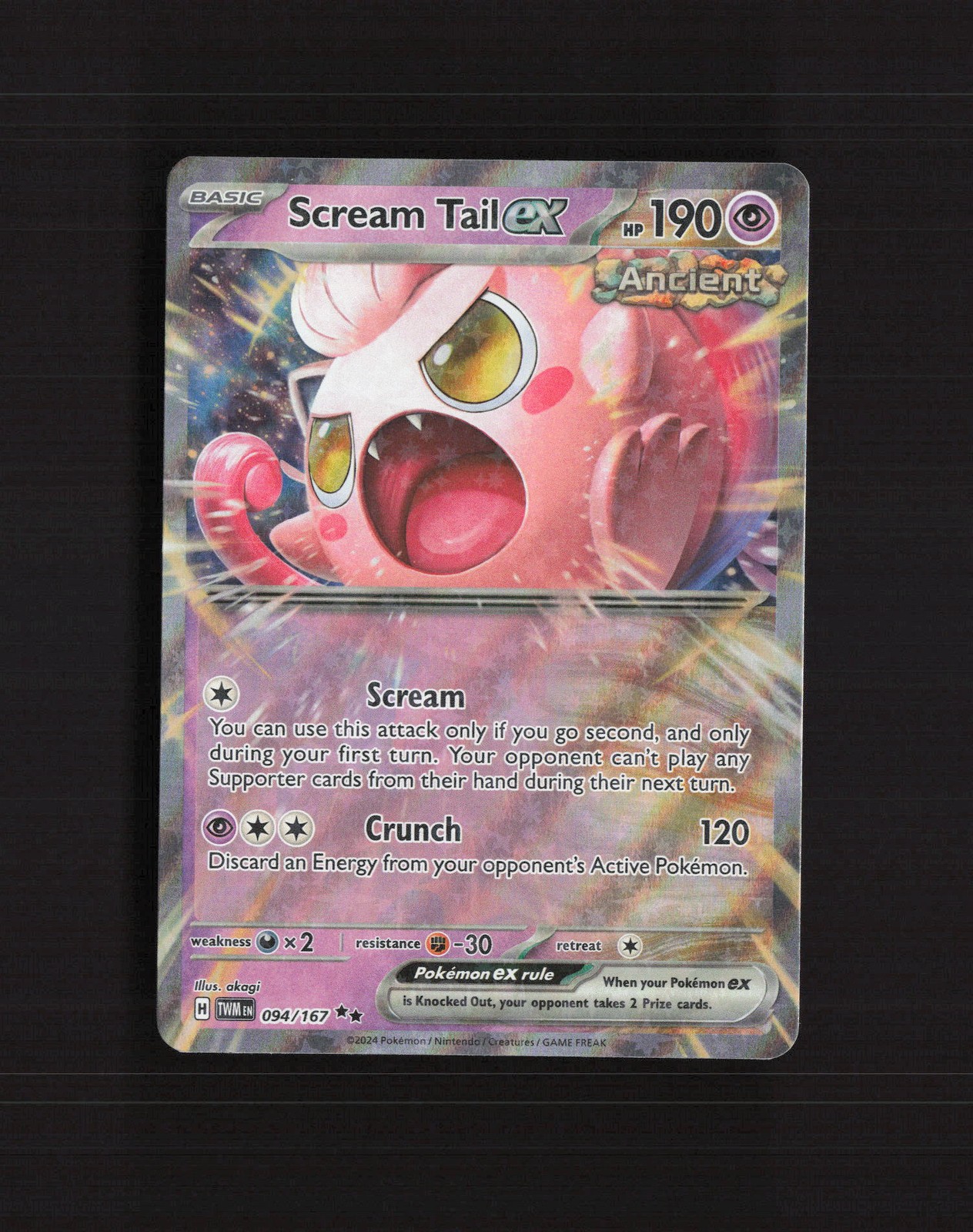 Scream Tail ex 094/167 Twilight Masquerade Ultra Rare Holo Pokemon Card NM