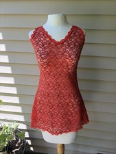 icollection lingerie Orange Lace Dress W/black Accents Size M