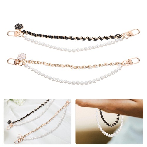 2 Pcs Pearl Chain Cell Phone Decorative Accessories Beaded Strap Charm - 第 1/12 張圖片