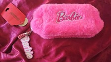 Barbie Pink furry Cosmetic Makeup Bag custom made 