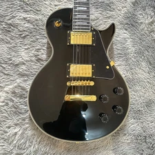 Custom LP  Electric Guitar Glossy Black Beauty Finished Gold hardware US Ship