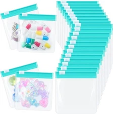 24 Pieces Pill Pouch Bags Zippered Set Reusable Turquoise 