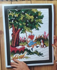 Artcraft Concepts Longstitch Needlework Kit Child on Swing Little Girl Dog 5508