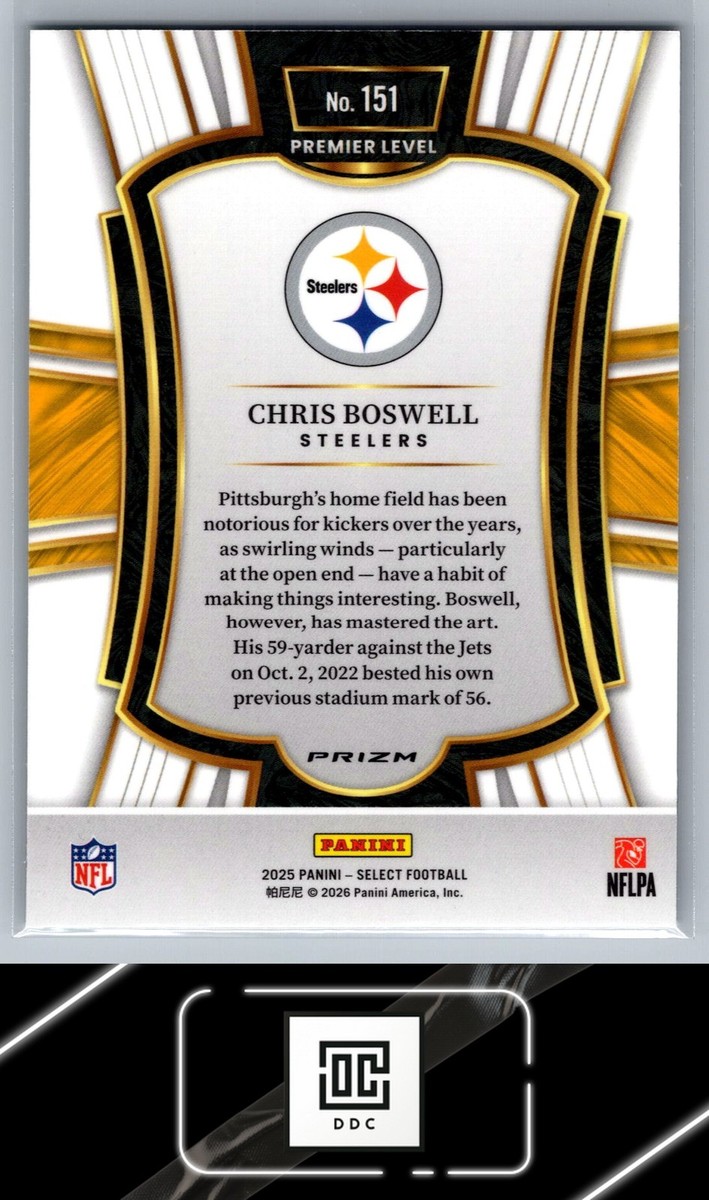 2025 Panini Select #151 Chris Boswell Black and Green Prizm Shock