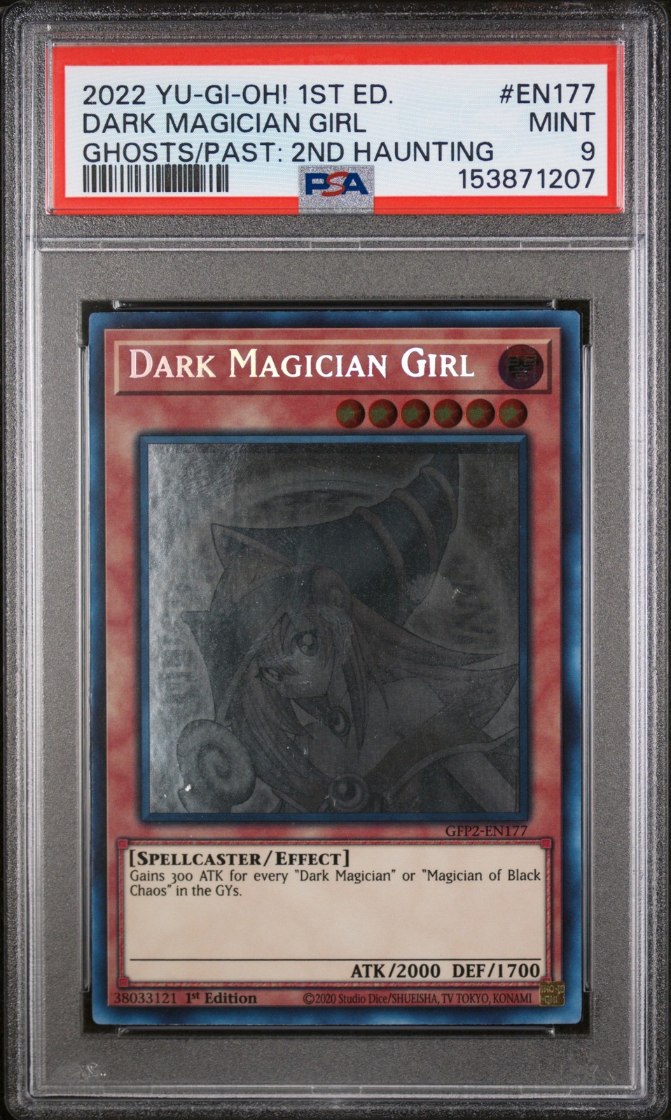 Dark Magician Girl GFP2-EN177 1st Edition Ghost Rare Yugioh PSA 9 *207 view 1