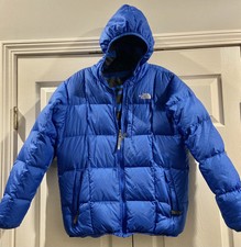 The North Face 550 Down Reversible Puffer Jacket Boys XL Blue - Small Hole