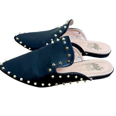 Black Studded Camel Threads Clair Mules Womens 9 EUC 10 Inch Sole See Desc.