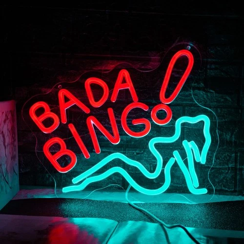 BADA BING Girl Display Open Game Room Bistro Vintage Neon Sign Wall