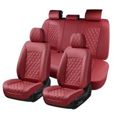 Seat Covers, Car Seat Covers Nappa Leather Universal Fit for Most Full Set Red