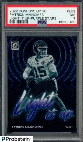 2022 Donruss Optic Light It Up Purple Stars #LU2 Patrick Mahomes II 24/25 PSA 7