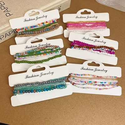 Niche Fresh Stackable Beaded Bracelets 7 Pieces Set