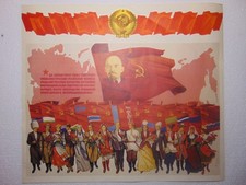 Original Soviet Poster Popaganda Friendship International Communist State art