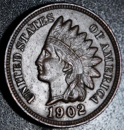 1902 INDIAN HEAD CENT - With LIBERTY & Near 4 DIAMONDS - AU UNC