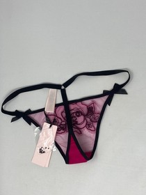 Agent Provocateur Lindie Fuchsia Black Thong AP2 Small NWT $160