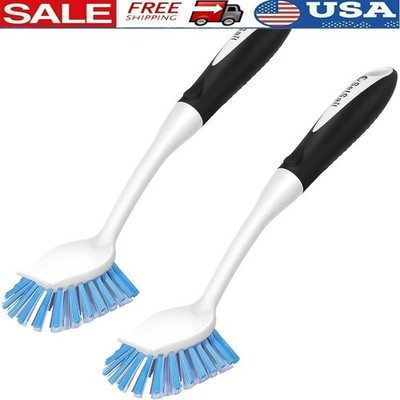 Durable Non-Slip Dish Brush W/ Built-in Scraper Suitable Pots Pans Sink Cleaning