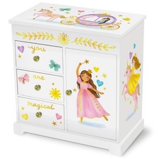   Princess Musical Jewelry Box for Girls Kids Music Box with Drawers, Fairyta...