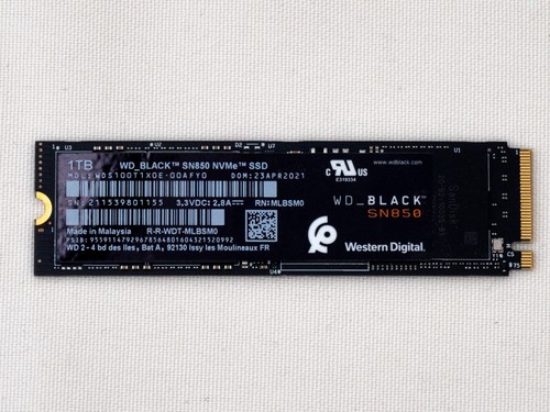 Western Digital WD Black SN850 1TB NVME M.2 2280 SSD - 100% Health - Low Writes