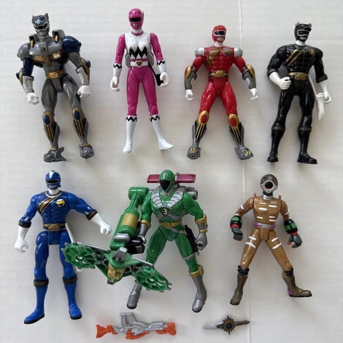Lot 7 Vintage Power Rangers Action Early 1999 - 2001 - With Weapons - RARE LOT