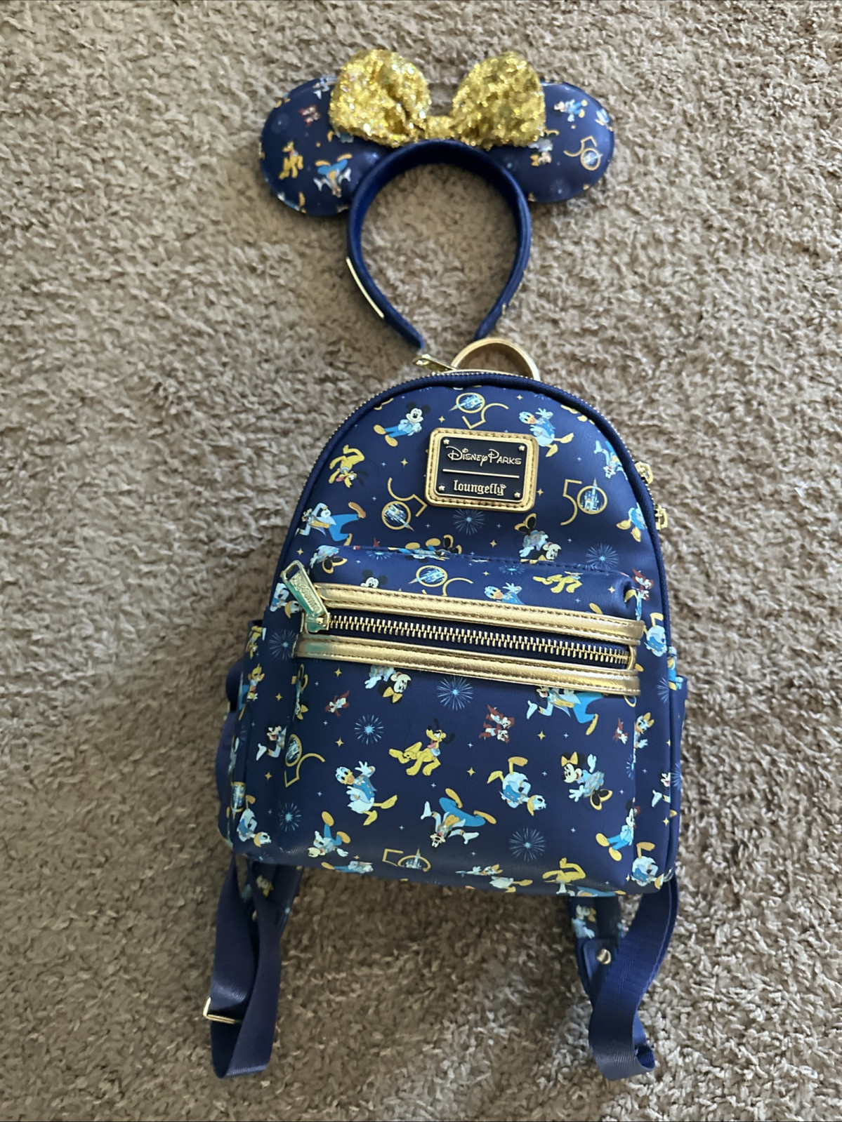 Disney World 50th Anniversary Loungefly Backpack with Minnie Mouse Ears