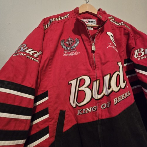 Vtg Chase Mens Nascar Dale Earnhardt Jr Budwesier Jacket LG Canvas Heavy Coat - Picture 3 of 12