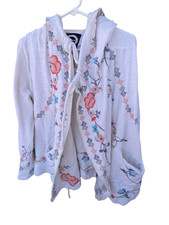 Biya by Johnny Was size M floral embroidered hooded cardigan.