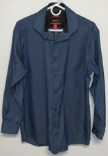 Kenneth Cole Long Sleeve Button Up Shirt Men's 17 Blue