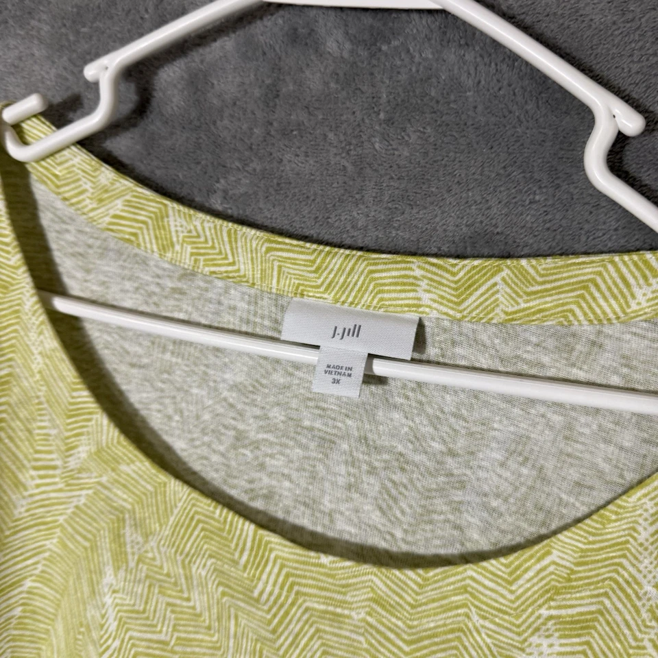 Blusa J Jill 3X Floral 3/4 Mangas Balão Plus Túnica Estampa de Penas Amarelas Fluxo - Imagem 2 de 4