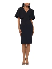 BETSY & ADAM Womens Flutter V Neck Open-back Knee Length Party Sheath Dress