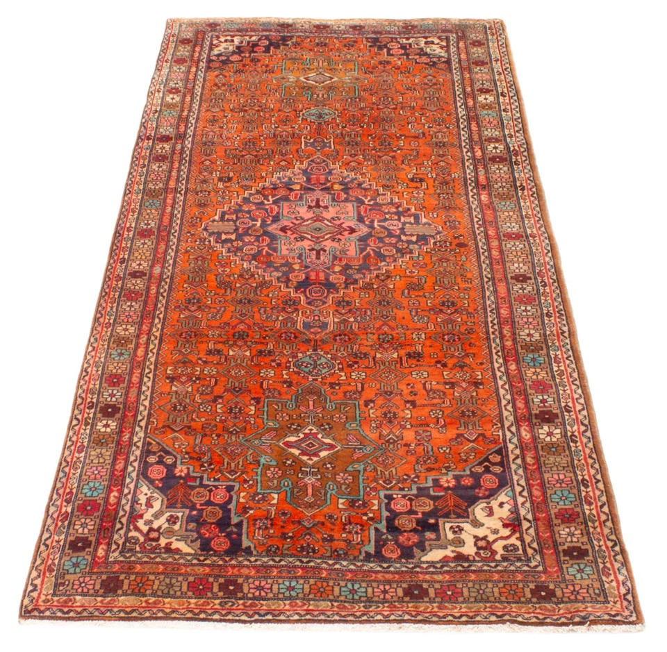 Alfombra oriental vintage anudada a mano alfombra tradicional de lana de 4'4" x 9'8" Foto 3 de 4