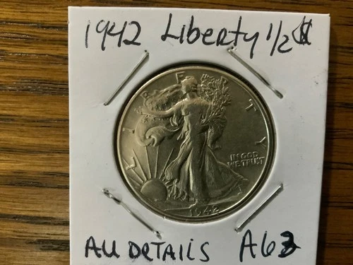 1942 Walking Liberty Half Dollar high grade AU details A63