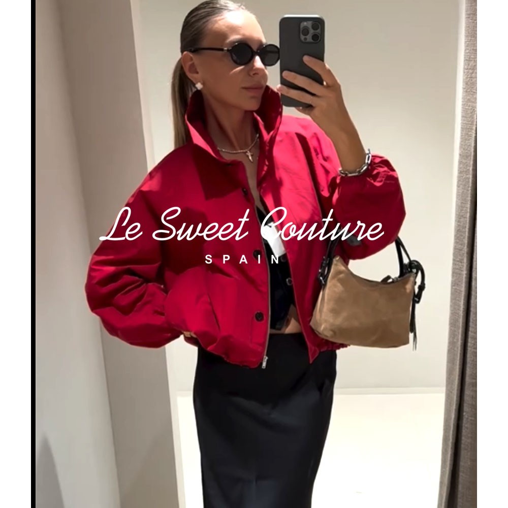 MASSIMO DUTTI WOMAN FW25 High neck bomber puff jacket RED 6734/726