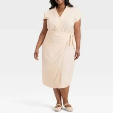 NWT Universal Thread Cream Stripe Drop Waist Midi Dress Size XXL