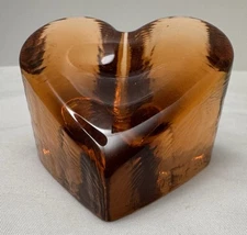 FIRE AND LIGHT 2000 Signed Copper Heart  Art Glass Paperweight