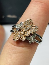 TJC silver and diamonds or zircons butterflies ring UK size R never worn