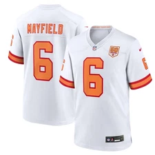 MEN All Stitched Baker #6 Mayfield 50th Anniversary Jersey White