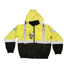 Pyramex RJ3210L Safety HI-VIS ANSI Hood Weatherproof Jacket LG NEW w/TAGS *READ*