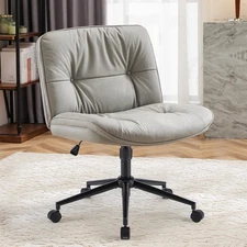 Criss Cross Chair with Wheels, Legged Home Office Desk Chair PU Leather Wide ...