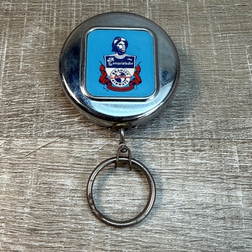 Vtg Braniff International Airways Retractable Keychain El Conquistador 50s RARE