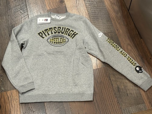 Pittsburgh Steelers NFL Men's Nike Grey Rewind LS Crew Sweatshirt Medium - NWT - Picture 4 of 10